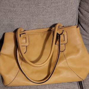 Liz Claiborne Mustard Leather Tote Bag